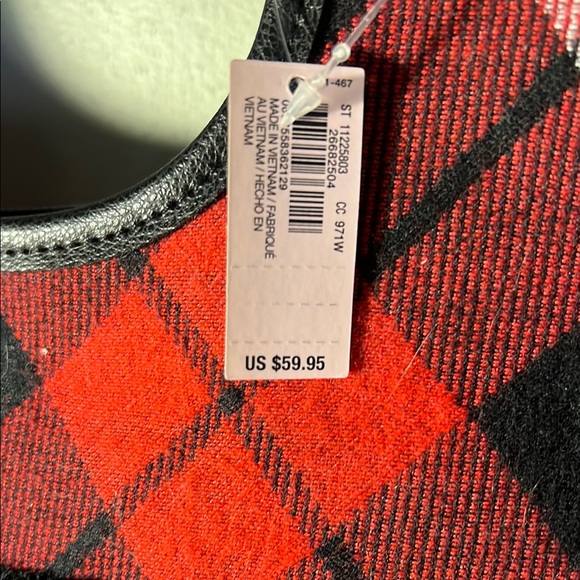 Victoria's Secret Red and Black Tote Bag with Plaid Design NWT - Picture 3 of 6